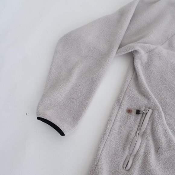 Vintage 90S Nevada Zip Up Arm Zipper Pocket Soft Fleece Taupe Sweater Medium - Picture 10 of 12